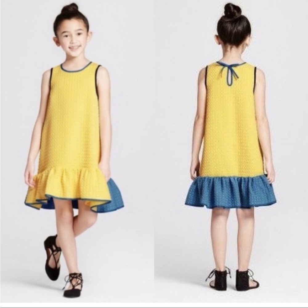 Victoria Beckham for Target Yellow and Blue Ruffle Dress